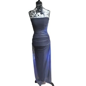 New Zara Strapless Black And Blue Dress